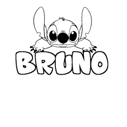 Coloring page first name BRUNO - Stitch background