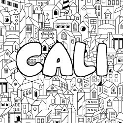 Coloring page first name CALI - City background