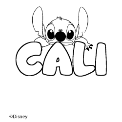 Coloring page first name CALI - Stitch background