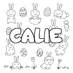 Coloring page first name CALIE - Easter background