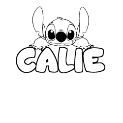 Coloring page first name CALIE - Stitch background