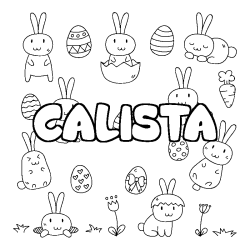 Coloring page first name CALISTA - Easter background