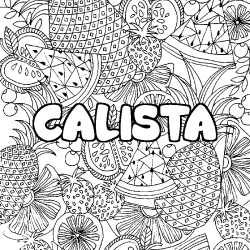 Coloring page first name CALISTA - Fruits mandala background