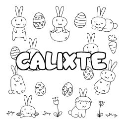 Coloring page first name CALIXTE - Easter background