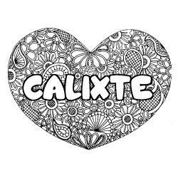 Coloring page first name CALIXTE - Heart mandala background