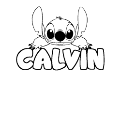 Coloring page first name CALVIN - Stitch background