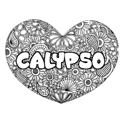 Coloring page first name CALYPSO - Heart mandala background