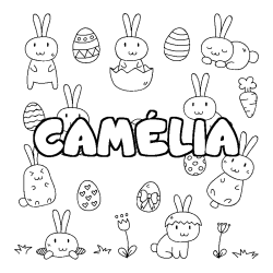 Coloring page first name CAMÉLIA - Easter background