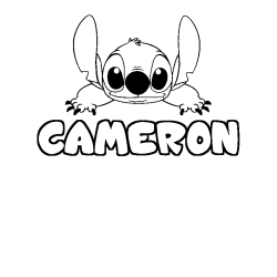 Coloring page first name CAMERON - Stitch background