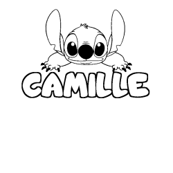 Coloring page first name CAMILLE - Stitch background