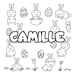 Coloring page first name CAMILLE - Easter background