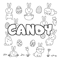 Coloring page first name CANDY - Easter background