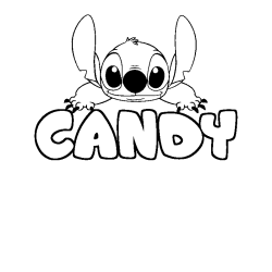 Coloring page first name CANDY - Stitch background