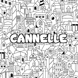 Coloring page first name CANNELLE - City background