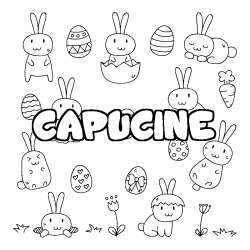 Coloring page first name CAPUCINE - Easter background