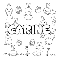 Coloring page first name CARINE - Easter background