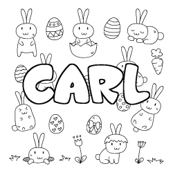 Coloring page first name CARL - Easter background