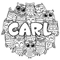 Coloring page first name CARL - Owls background