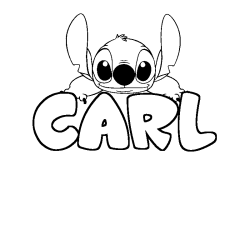 Coloring page first name CARL - Stitch background