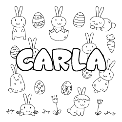 Coloring page first name CARLA - Easter background