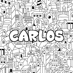 Coloring page first name CARLOS - City background