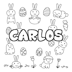 Coloring page first name CARLOS - Easter background