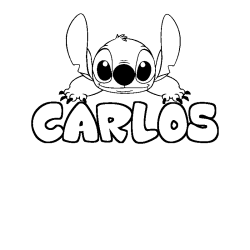 Coloring page first name CARLOS - Stitch background