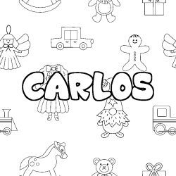 Coloring page first name CARLOS - Toys background