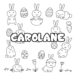 Coloring page first name CAROLANE - Easter background