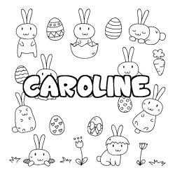 Coloring page first name CAROLINE - Easter background