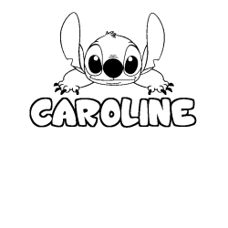 Coloring page first name CAROLINE - Stitch background