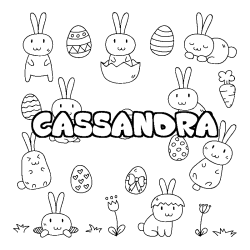 Coloring page first name CASSANDRA - Easter background