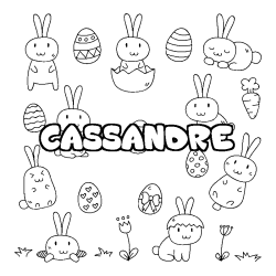 Coloring page first name CASSANDRE - Easter background
