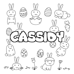 Coloring page first name CASSIDY - Easter background