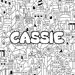 Coloring page first name CASSIE - City background