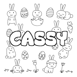 Coloring page first name CASSY - Easter background