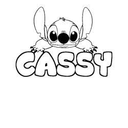 Coloring page first name CASSY - Stitch background