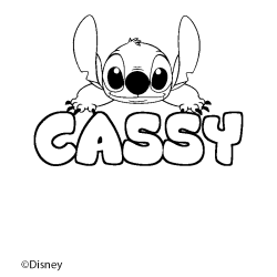 Coloring page first name CASSY - Stitch background