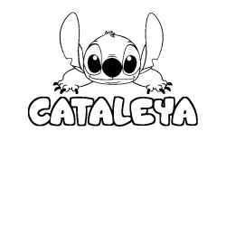 Coloring page first name CATALEYA - Stitch background