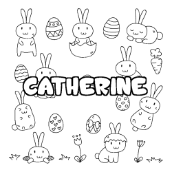 Coloring page first name CATHERINE - Easter background