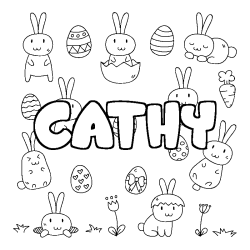 Coloring page first name CATHY - Easter background