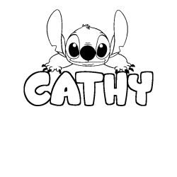 Coloring page first name CATHY - Stitch background