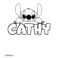 Coloring page first name CATHY - Stitch background