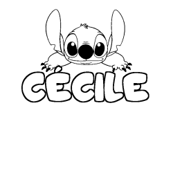 Coloring page first name CÉCILE - Stitch background