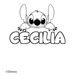 Coloring page first name CÉCILIA - Stitch background