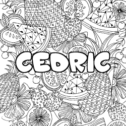 Coloring page first name CEDRIC - Fruits mandala background