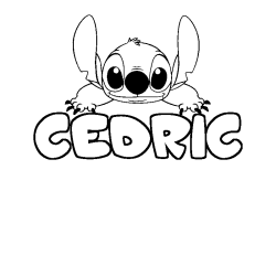 Coloring page first name CEDRIC - Stitch background