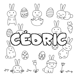Coloring page first name CÉDRIC - Easter background
