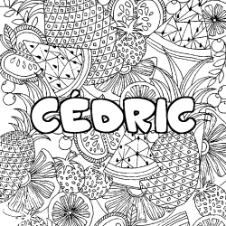 Coloring page first name CÉDRIC - Fruits mandala background