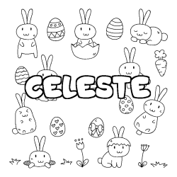 Coloring page first name CELESTE - Easter background